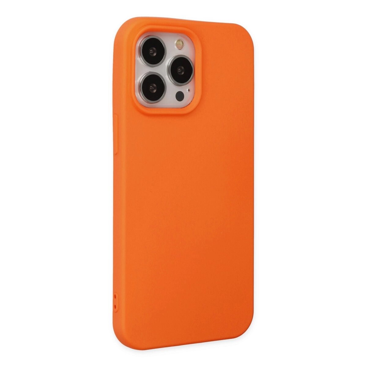 İphone 15 Pro Kılıf Nano İçi Kadife Silikon - Turuncu