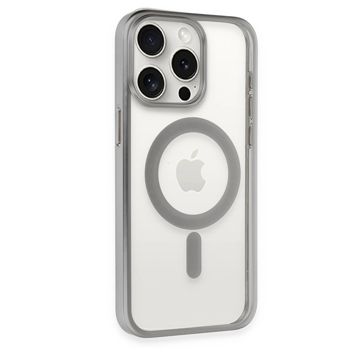 İphone 15 Pro Max Kılıf Erozi Magsafe Kapak - Gümüş