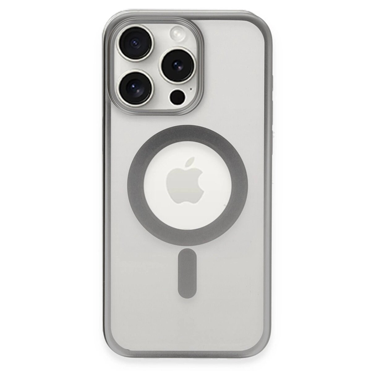İphone 15 Pro Max Kılıf Erozi Magsafe Kapak - Gümüş
