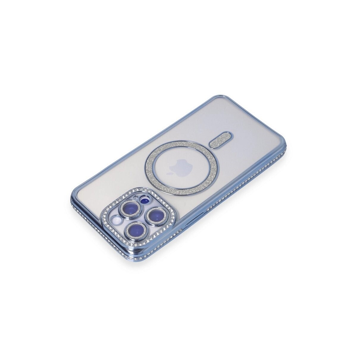 İphone 15 Pro Max Kılıf Joke Simli Magneticsafe Kılıf - Mavi