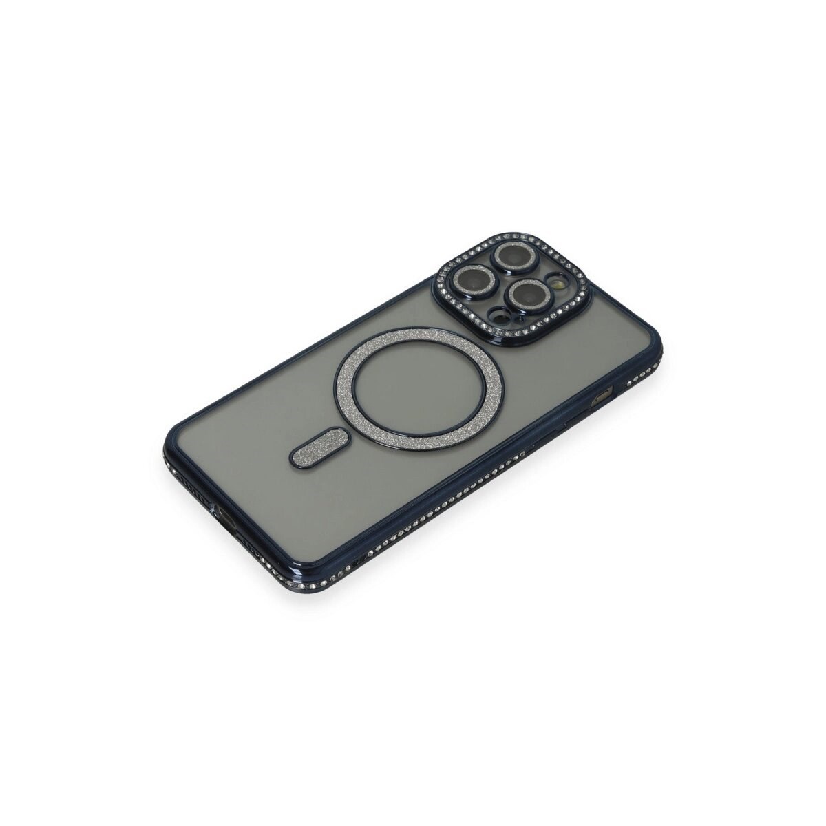 İphone 15 Pro Max Kılıf Joke Simli Magneticsafe Kılıf - Lacivert