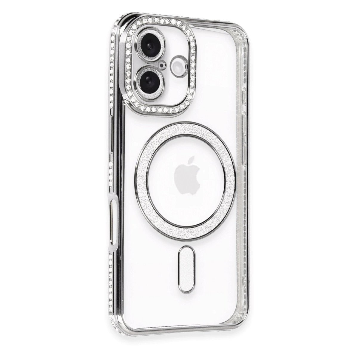İphone 16 Plus Kılıf Joke Simli Magneticsafe Kılıf - Gri