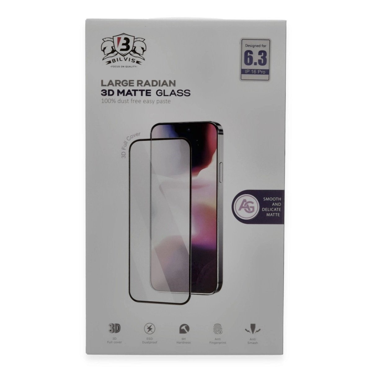 İphone 16 Pro Bilvis 3d Mat Cam Ekran Koruyucu