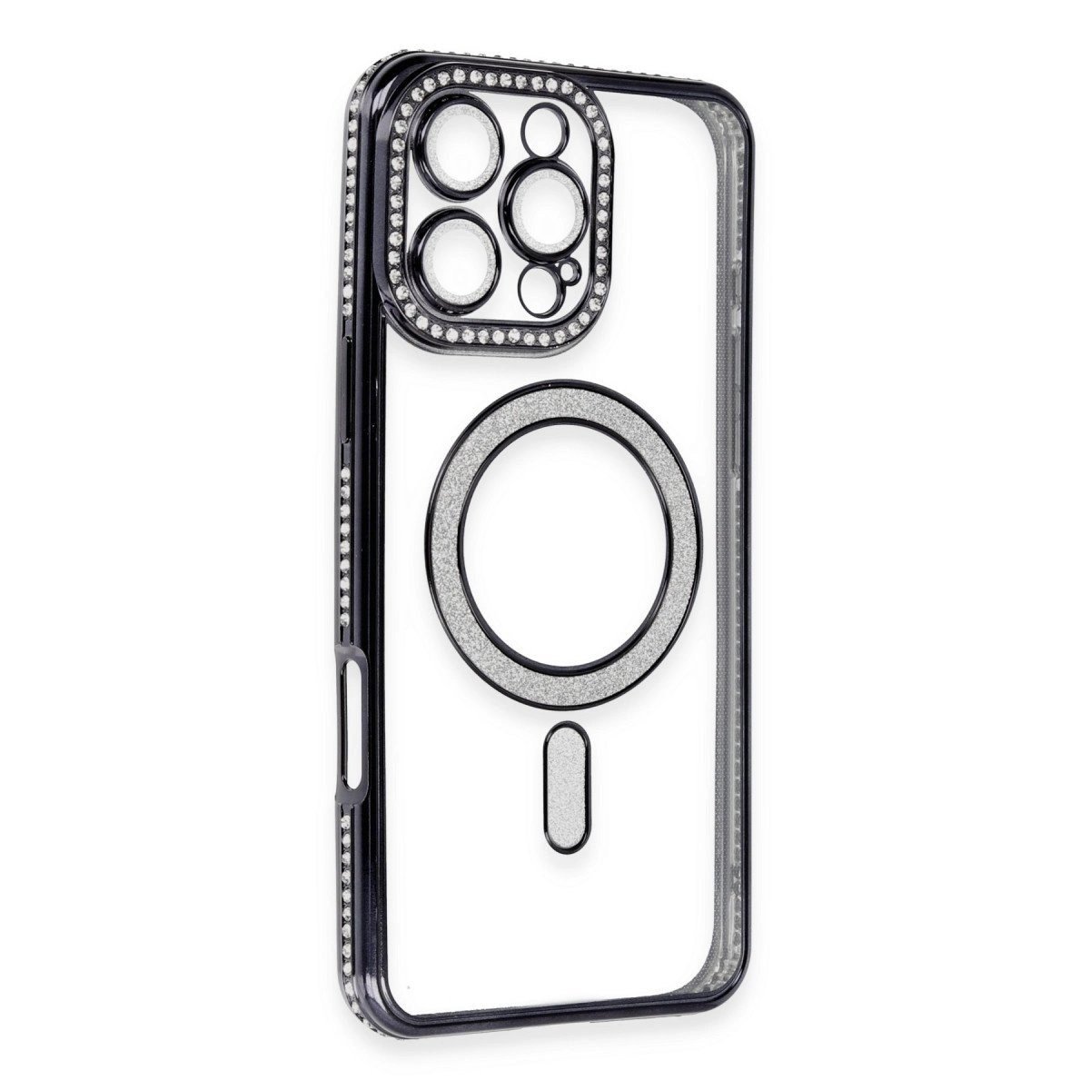İphone 16 Pro Kılıf Joke Simli Magneticsafe Kılıf - Siyah