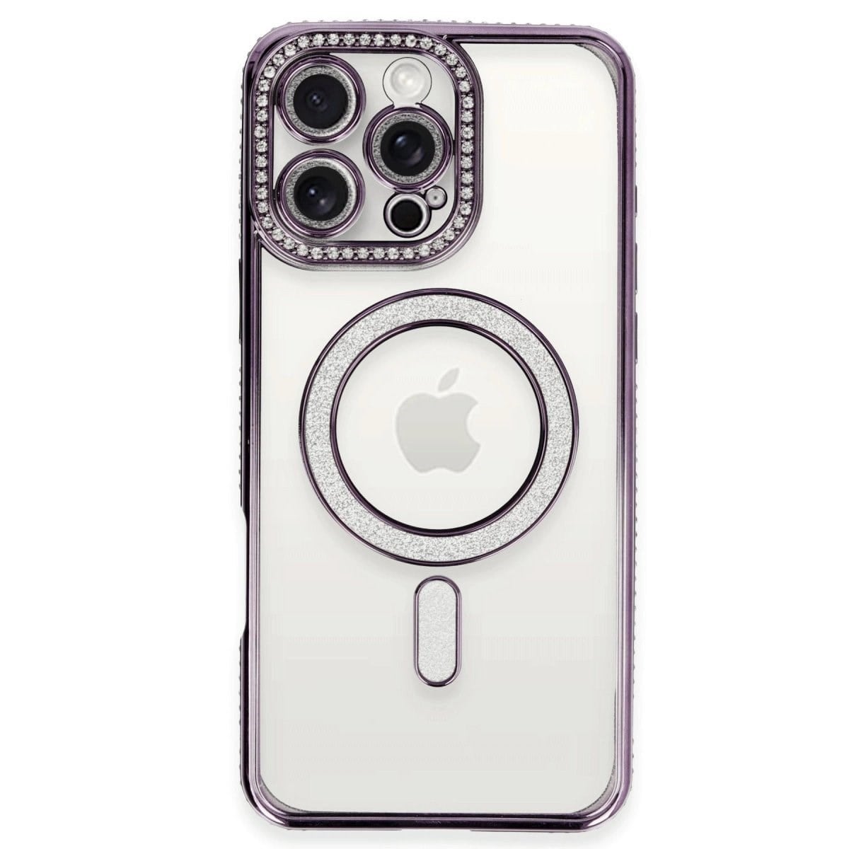 İphone 16 Pro Kılıf Joke Simli Magneticsafe Kılıf - Derin Mor