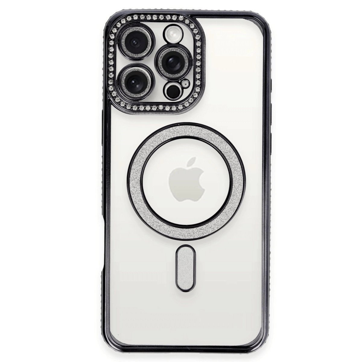 İphone 16 Pro Kılıf Joke Simli Magneticsafe Kılıf - Siyah