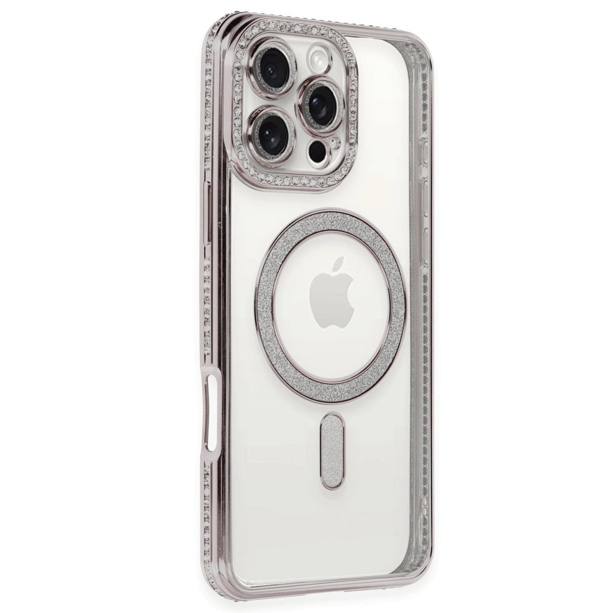 İphone 16 Pro Kılıf Joke Simli Magneticsafe Kılıf - Pembe
