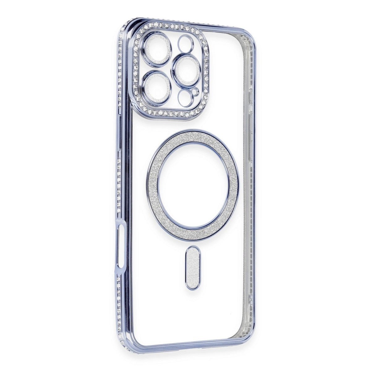 İphone 16 Pro Kılıf Joke Simli Magneticsafe Kılıf - Mavi