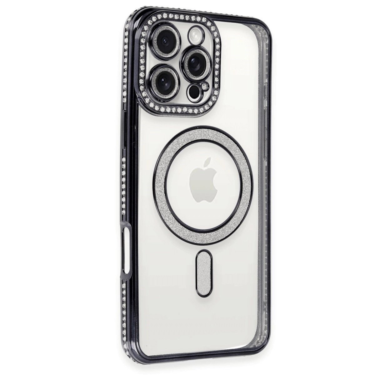 İphone 16 Pro Kılıf Joke Simli Magneticsafe Kılıf - Siyah