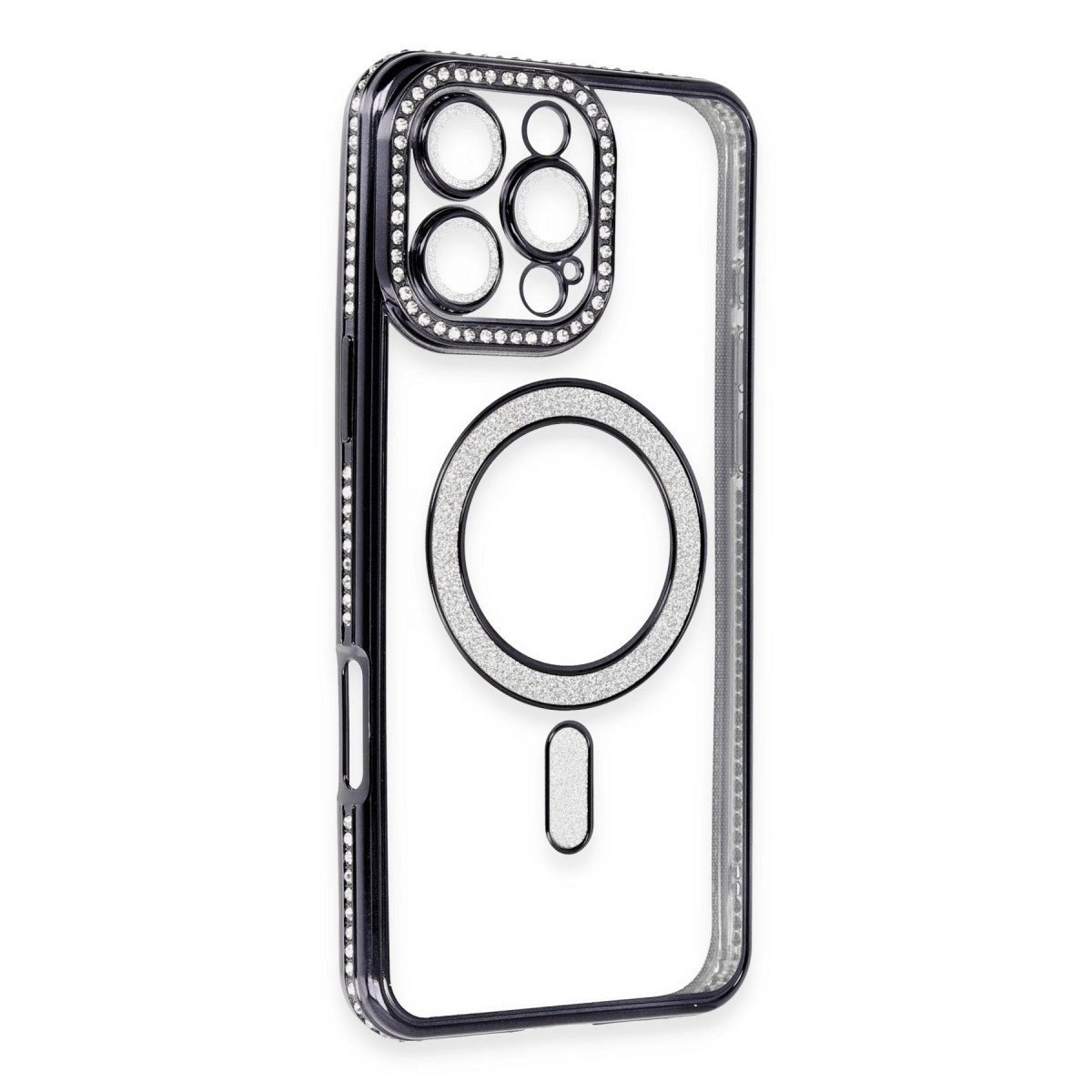 İphone 16 Pro Max Kılıf Joke Simli Magneticsafe Kılıf - Gri