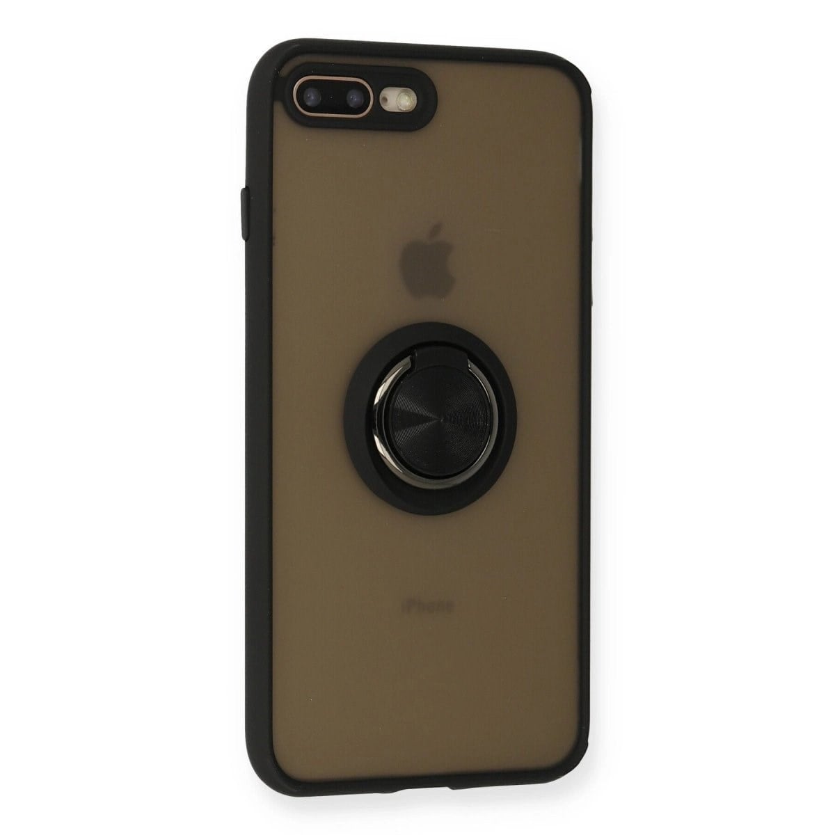 İphone 7 Plus Kılıf Montreal Yüzüklü Silikon Kapak - Siyah