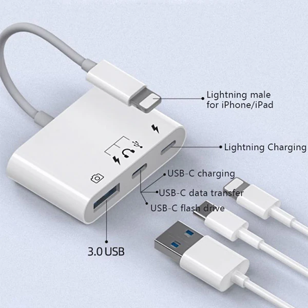 İPhone-Otg Hub -Usb Type C To Kulaklık ve Usb Kamera Okuyucu Otg-(1903)