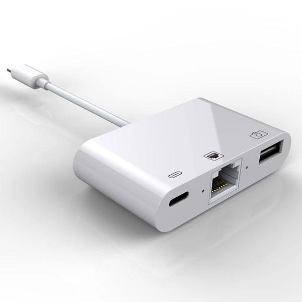İPhone/İPad 3İN1 Ethernet RJ45 Ve Usb Kamera Adaptörü NK107-(1903)