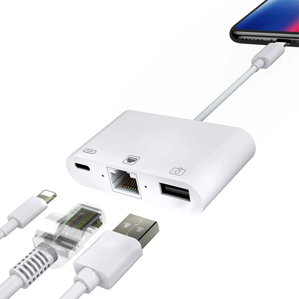İPhone/İPad 3İN1 Ethernet RJ45 Ve Usb Kamera Adaptörü NK107-(1903)