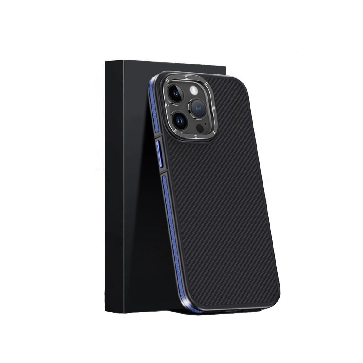 Joko Apple İphone 15 Pro Kılıf Aramid 600d Kevlar Karbon Fiber Magsafe Kapak - Lacivert