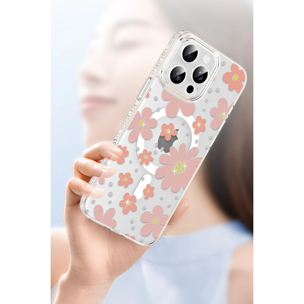 Joko Apple İphone 15 Pro Max Floral Magsafe Kapak - Pembe