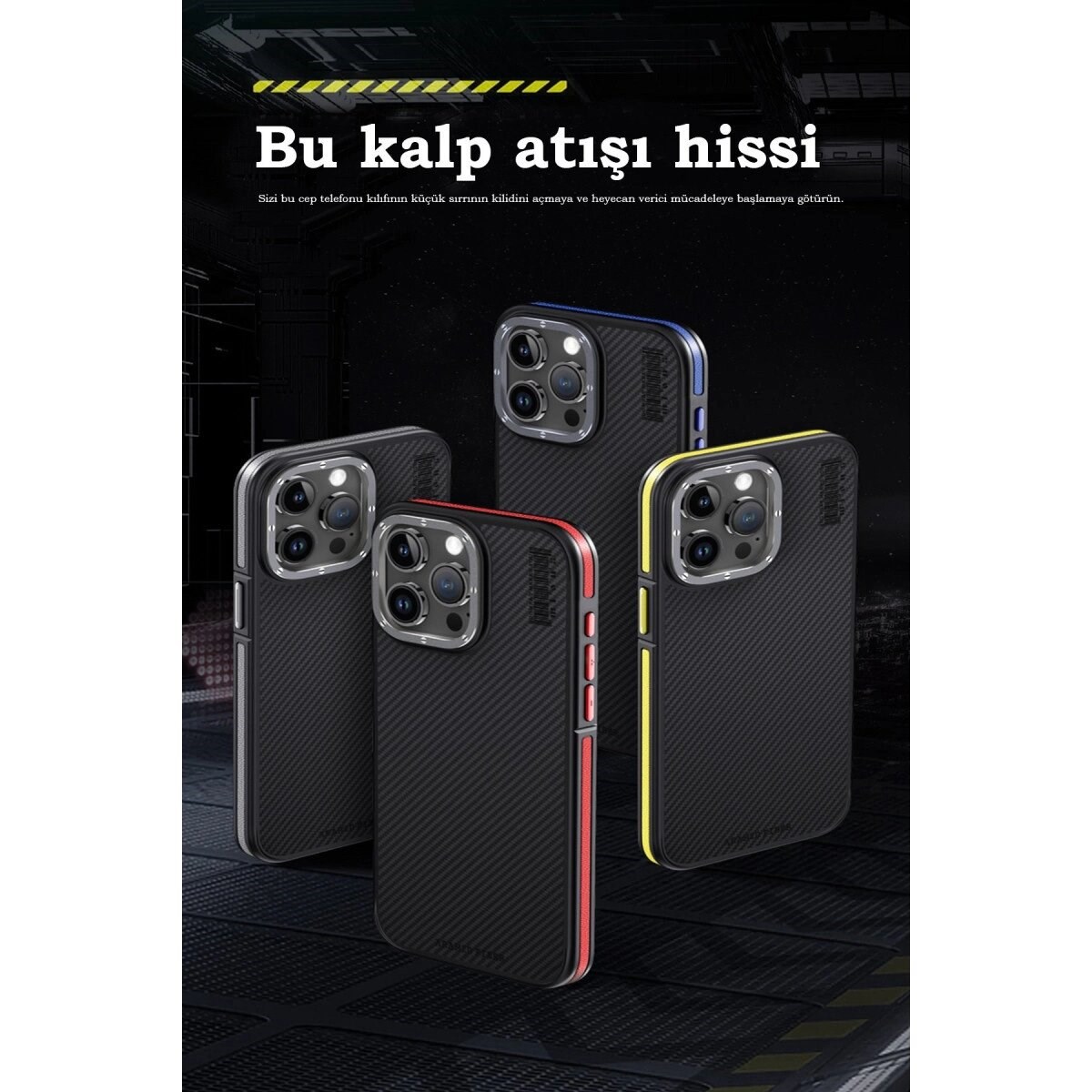Joko Apple İphone 15 Pro Max Kılıf Aramid 600d Kevlar Karbon Fiber Magsafe Kapak - Lacivert