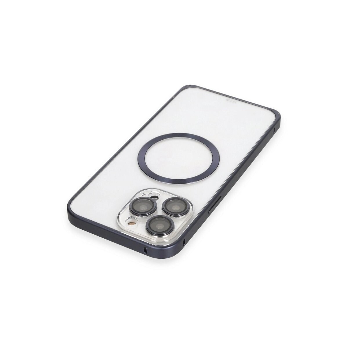 Joko Apple İphone 15 Pro Max Kılıf Metal Bumper Magneticsafe Kapak - Lacivert