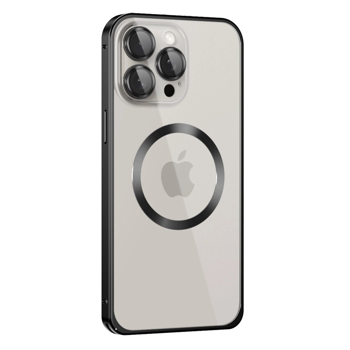 Joko Apple İphone 15 Pro Max Kılıf Metal Bumper Magneticsafe Kapak - Siyah