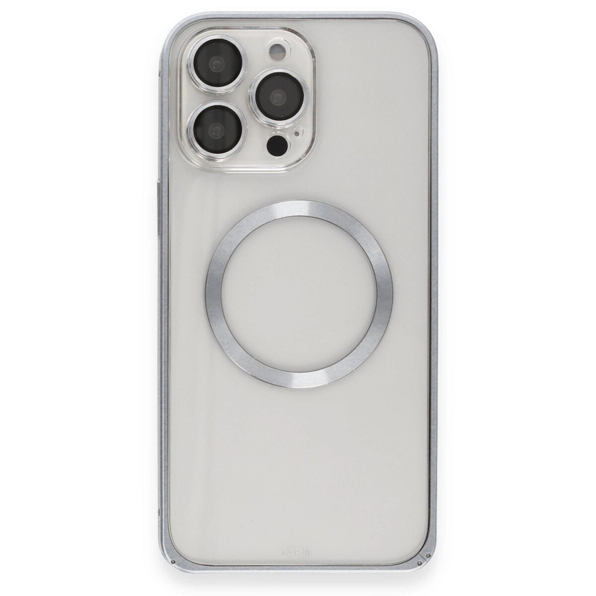 Joko Apple İphone 15 Pro Max Kılıf Metal Bumper Magneticsafe Kapak - Gri