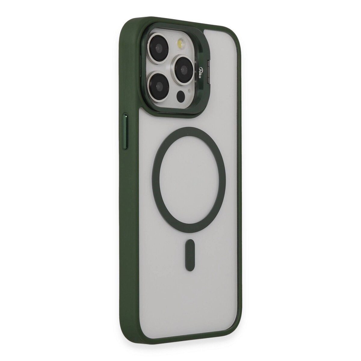 Joko Apple İphone 15 Pro Max Kılıf Roblox Lens Magsafe Standlı Kapak - Koyu Yeşil