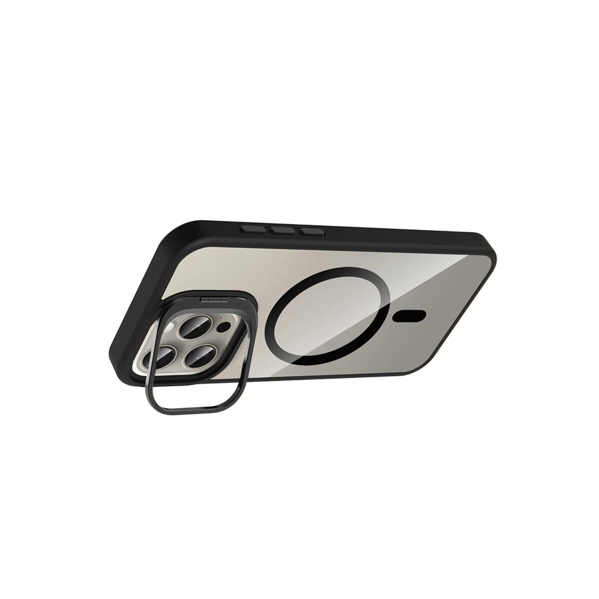 Joko Apple İphone 15 Pro Max Remim Lensli Magsafe Standlı Kapak - Siyah