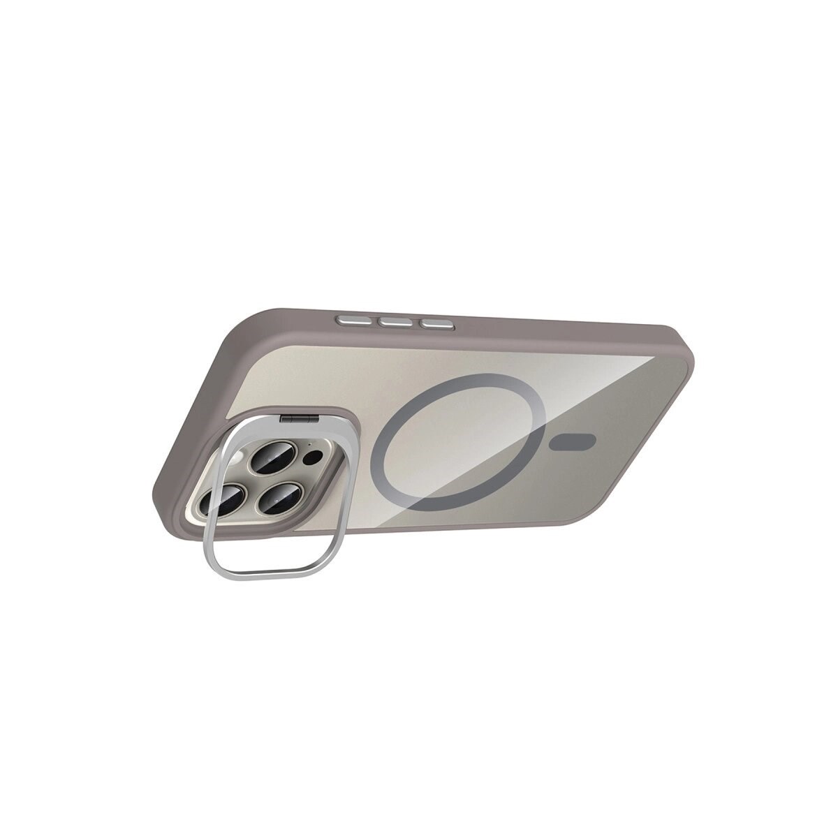 Joko Apple İphone 15 Pro Max Remim Lensli Magsafe Standlı Kapak - Titan Gri