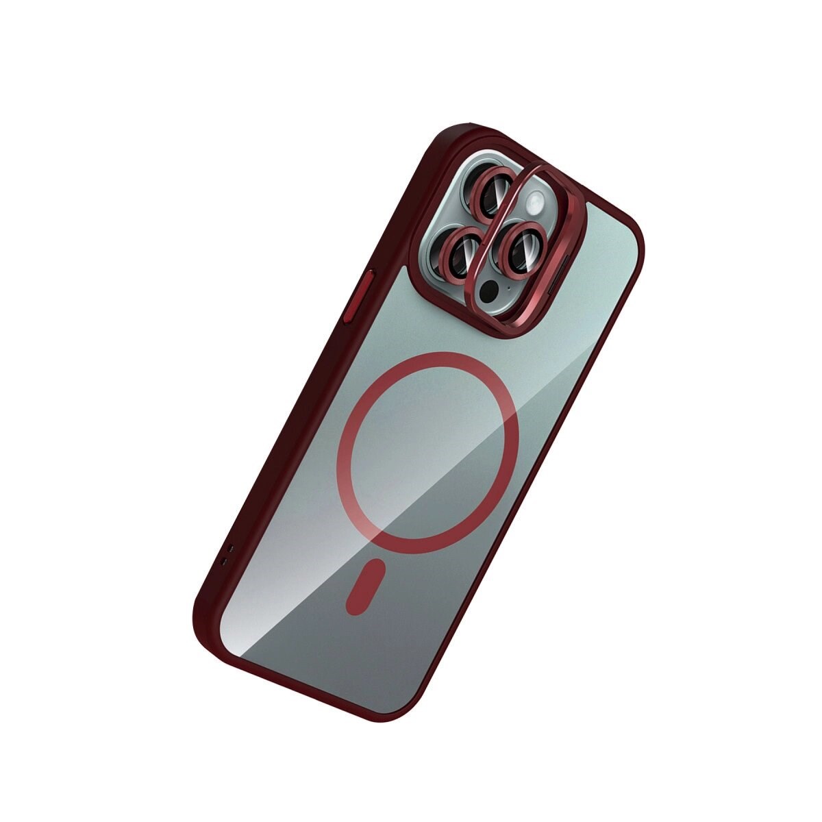 Joko Apple İphone 15 Pro Max Remim Lensli Magsafe Standlı Kapak - Bordo
