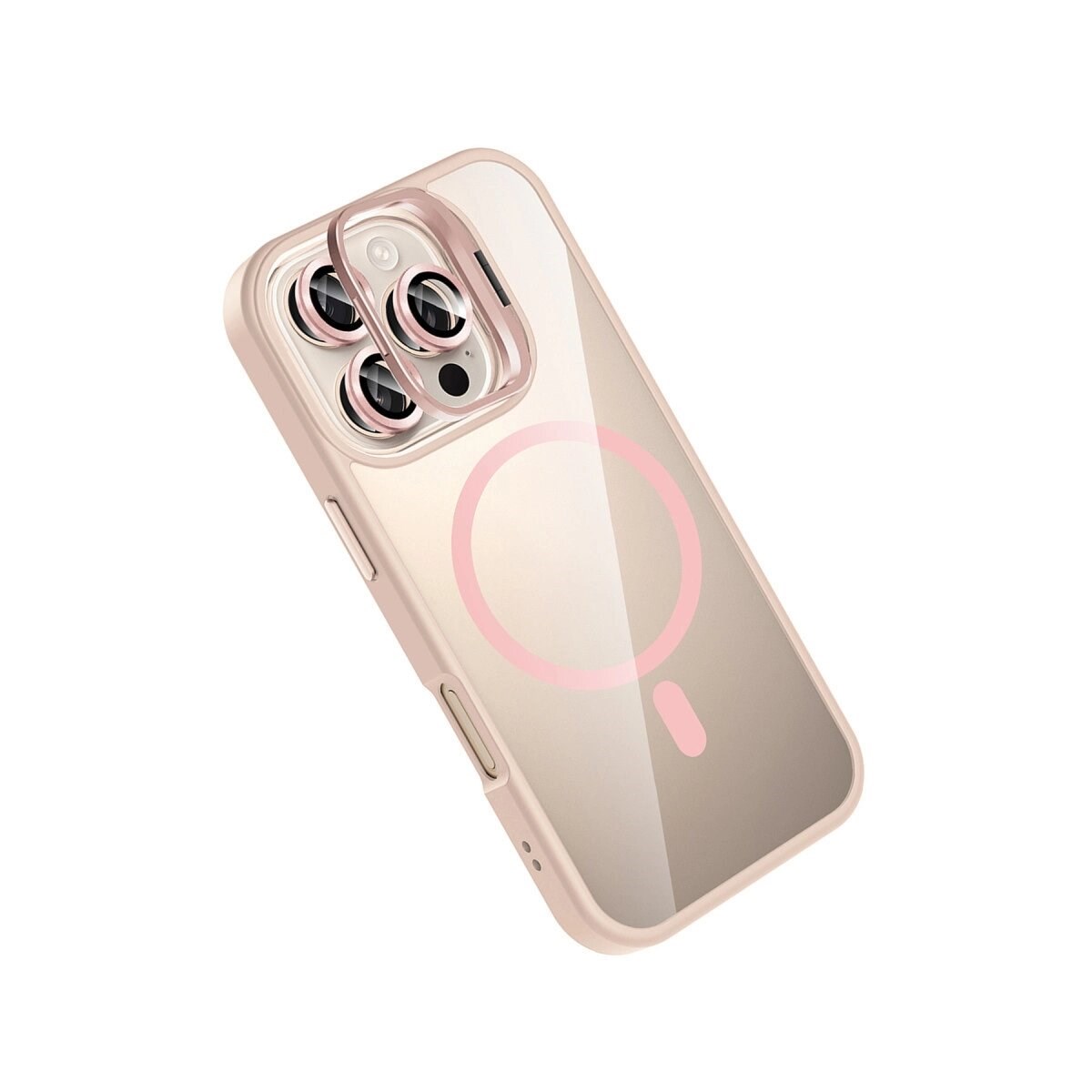 Joko Apple İphone 16 Pro Max Remim Lensli Magsafe Standlı Kapak - Pembe