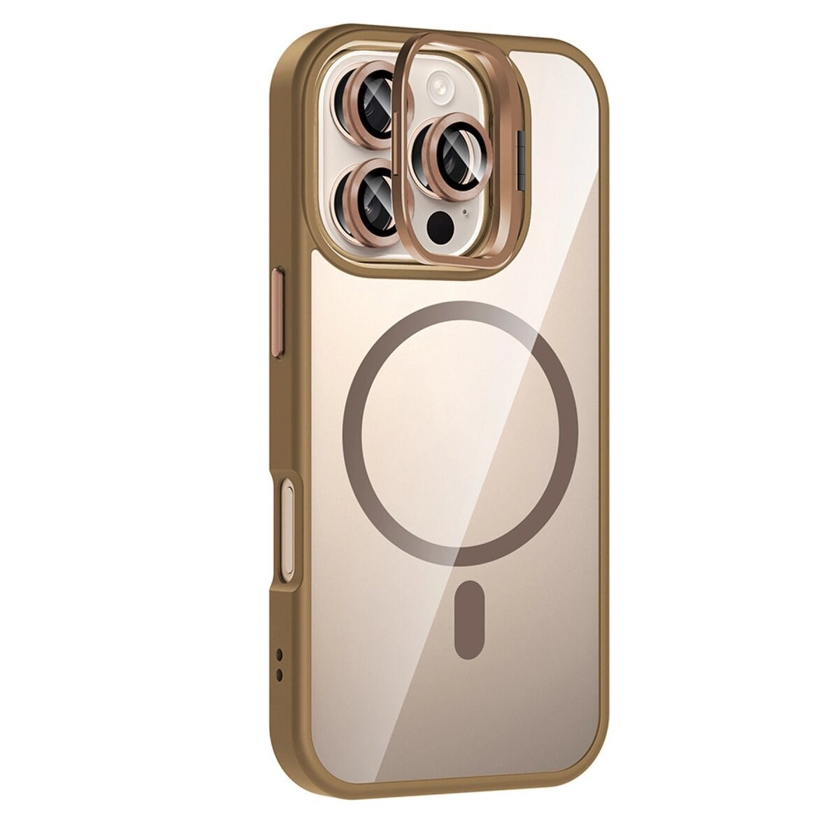 Joko Apple İphone 16 Pro Max Remim Lensli Magsafe Standlı Kapak - Kahverengi