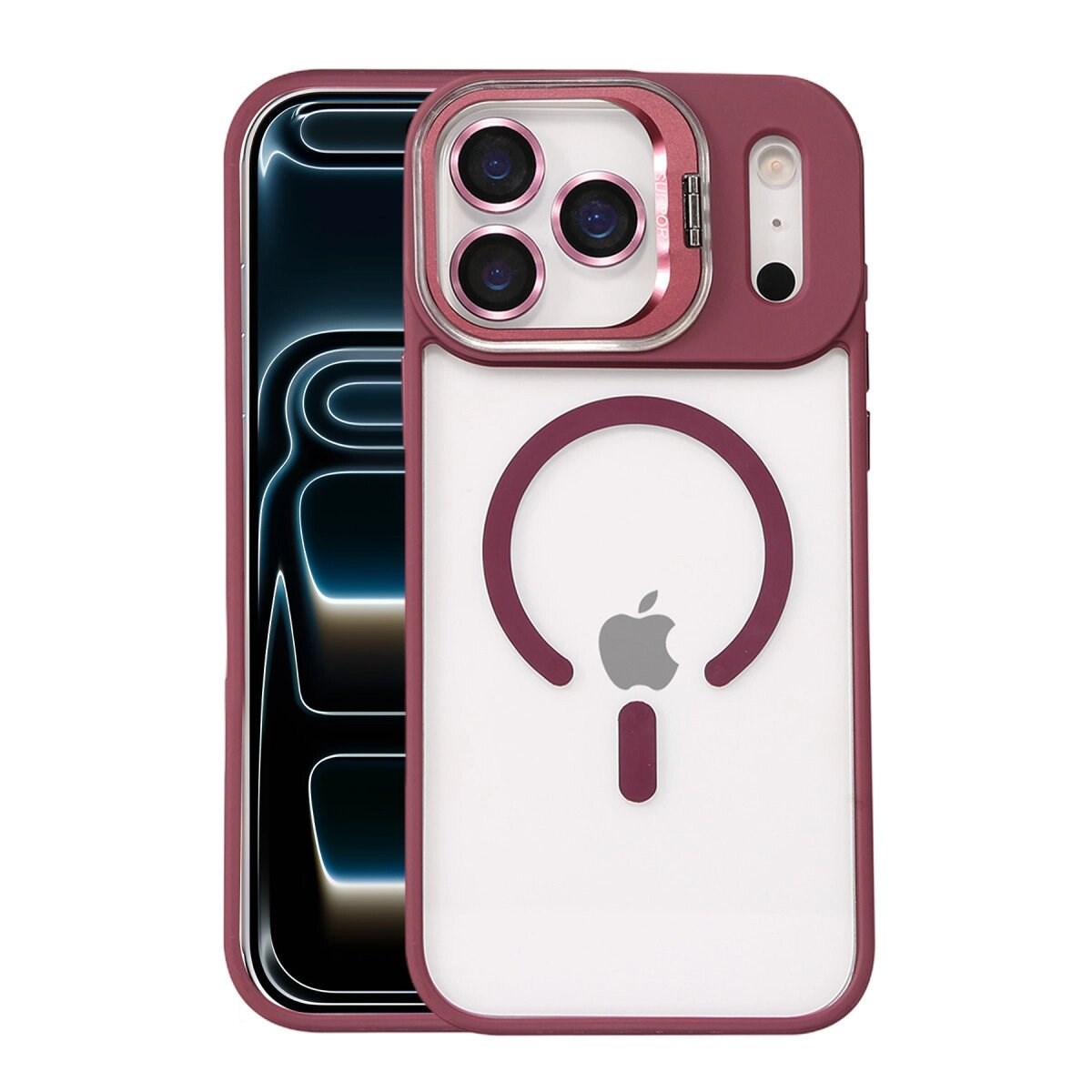 Joko Apple İphone 17 Pro Max Remim Lensli Magsafe Standlı Kapak - Bordo