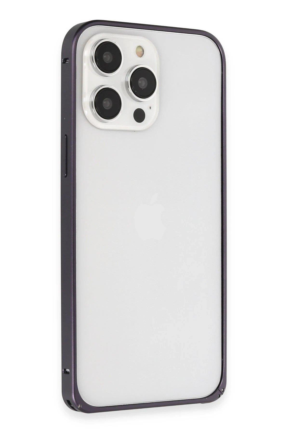 Joko iPhone 14 Pro Kılıf Metal Bumper Magneticsafe Kapak - Derin Mor