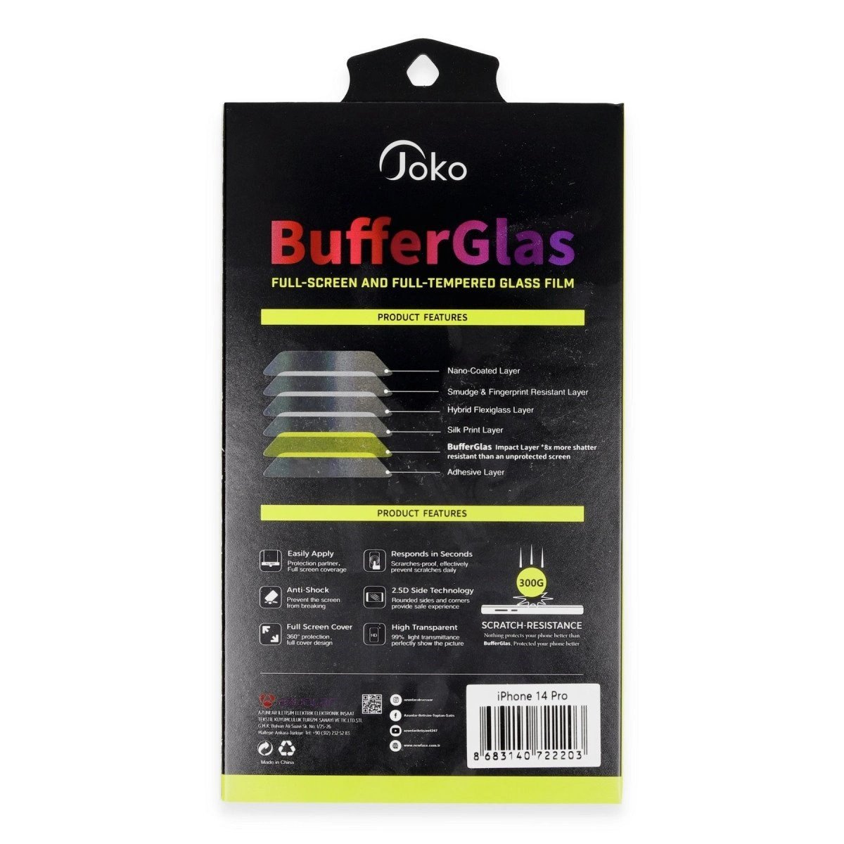 Joko İphone 14 Pro Max Buffer Cam Ekran Koruyucu - Siyah