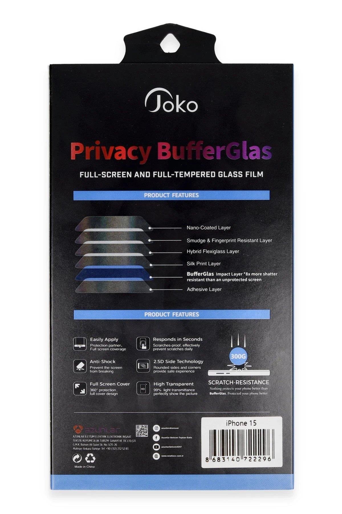 Joko iPhone 14 Pro Max Buffer Hayalet Cam Ekran Koruyucu - Siyah