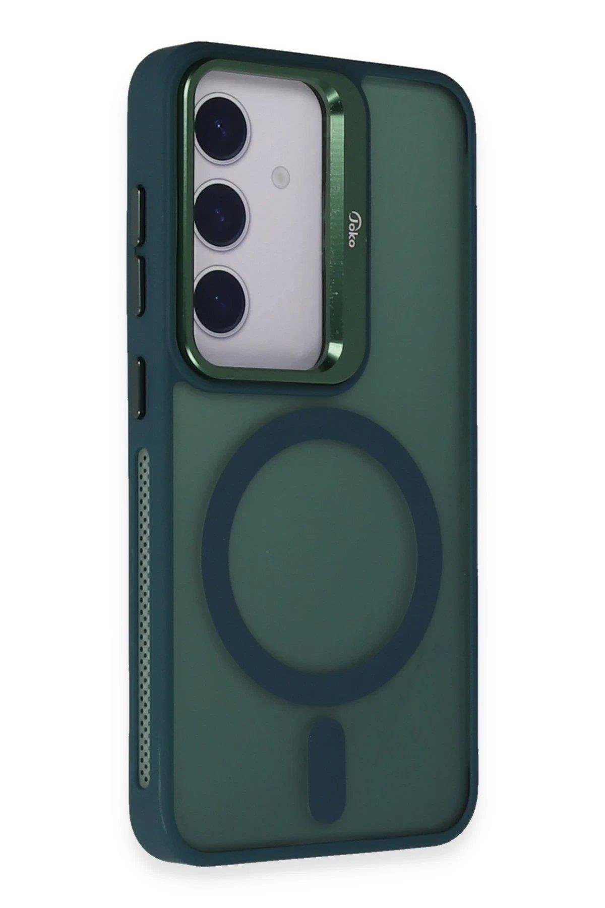 Joko Samsung Galaxy S24 Plus Flet Lens Magsafe Kapak - Koyu Yeşil