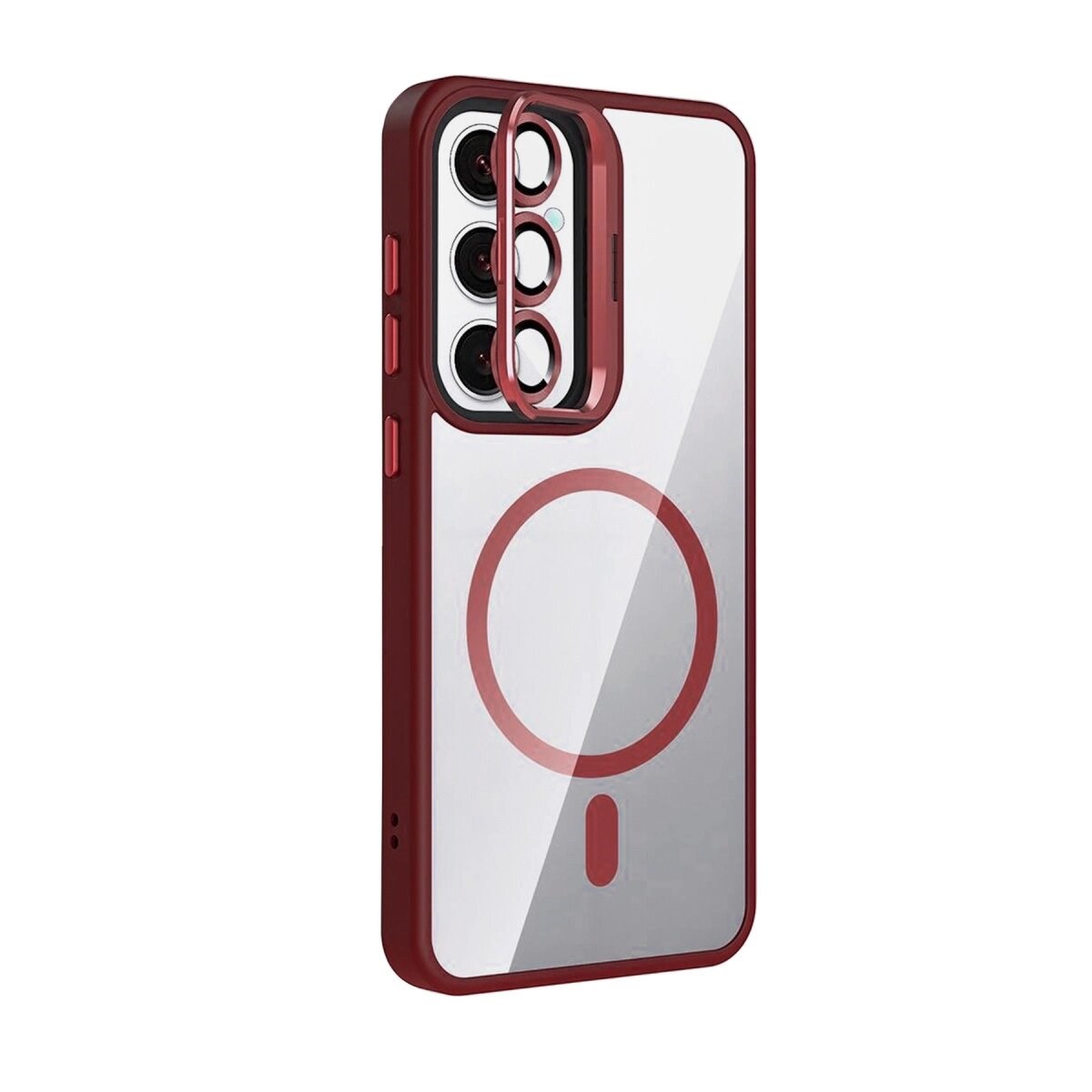 Joko Samsung Galaxy S25 Remim Lensli Magsafe Standlı Kapak - Bordo