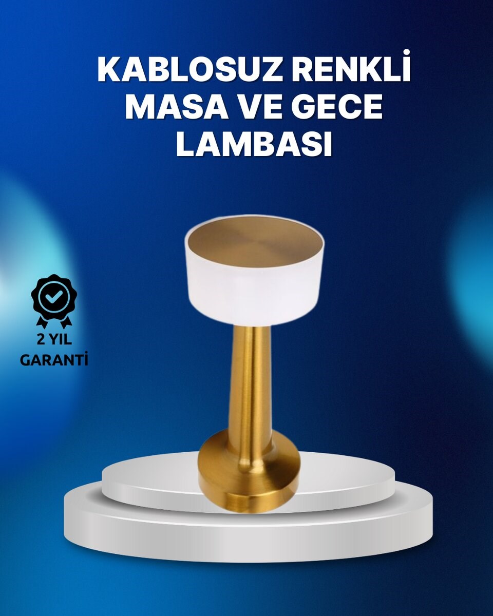 Kablosuz Dokunmatik Masa Lambası – Şık Modern Metal Gövde, USB Şarjlı