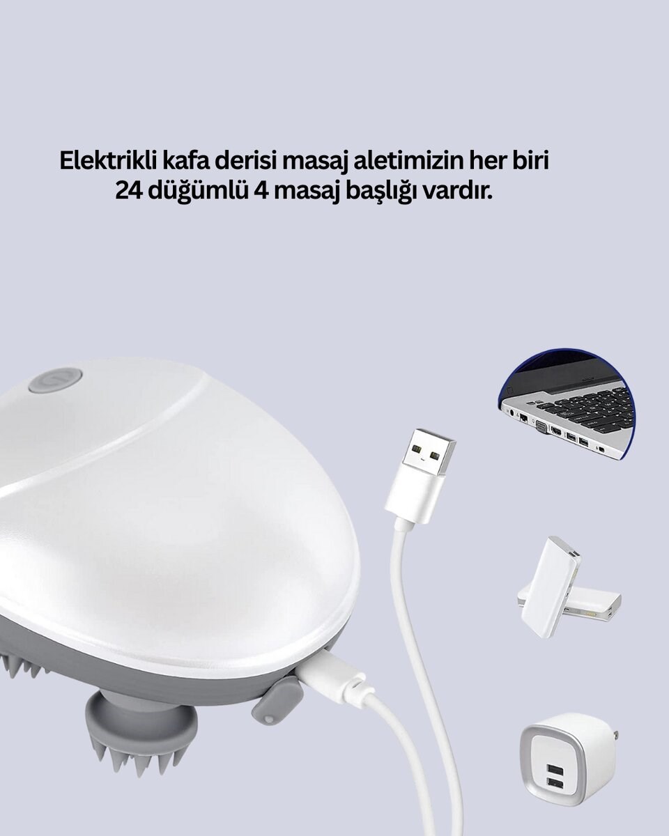 Kablosuz Kafa ve Vücut Masaj Aleti Taşınabilir Tasarım
