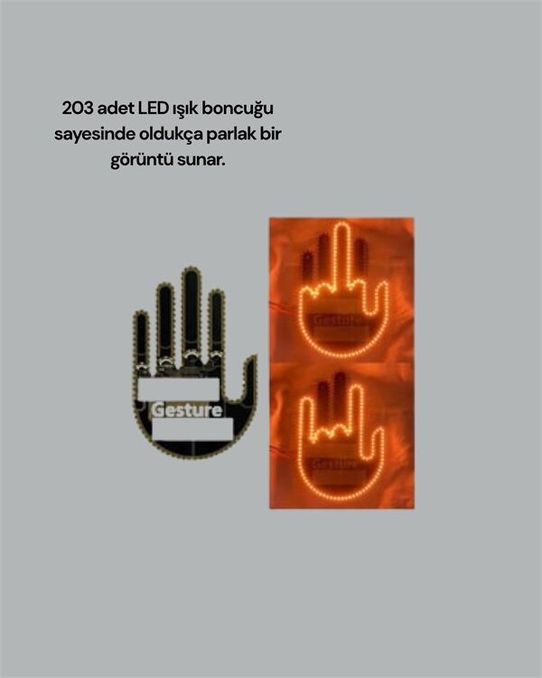 Kablosuz Kumandalı LED Jest Işığı – 3 Modlu Araba Arkası Mesaj Işığı, 203 LED ile Yüksek Parlaklık