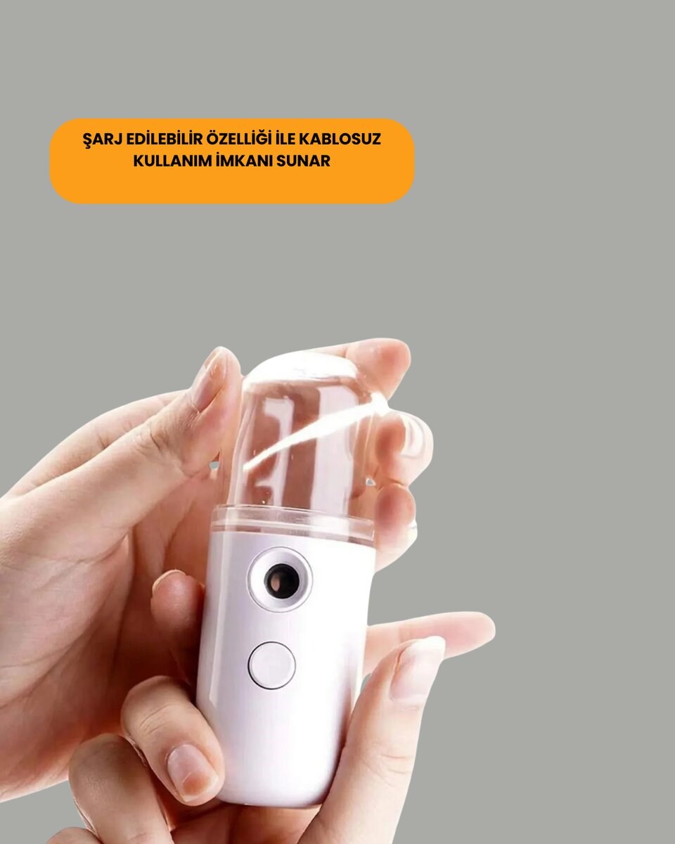 Kablosuz Şarjlı Mini Buhar Nemlendirici – Cilt ve Ortam İçin Taşınabilir Akıllı Cihaz