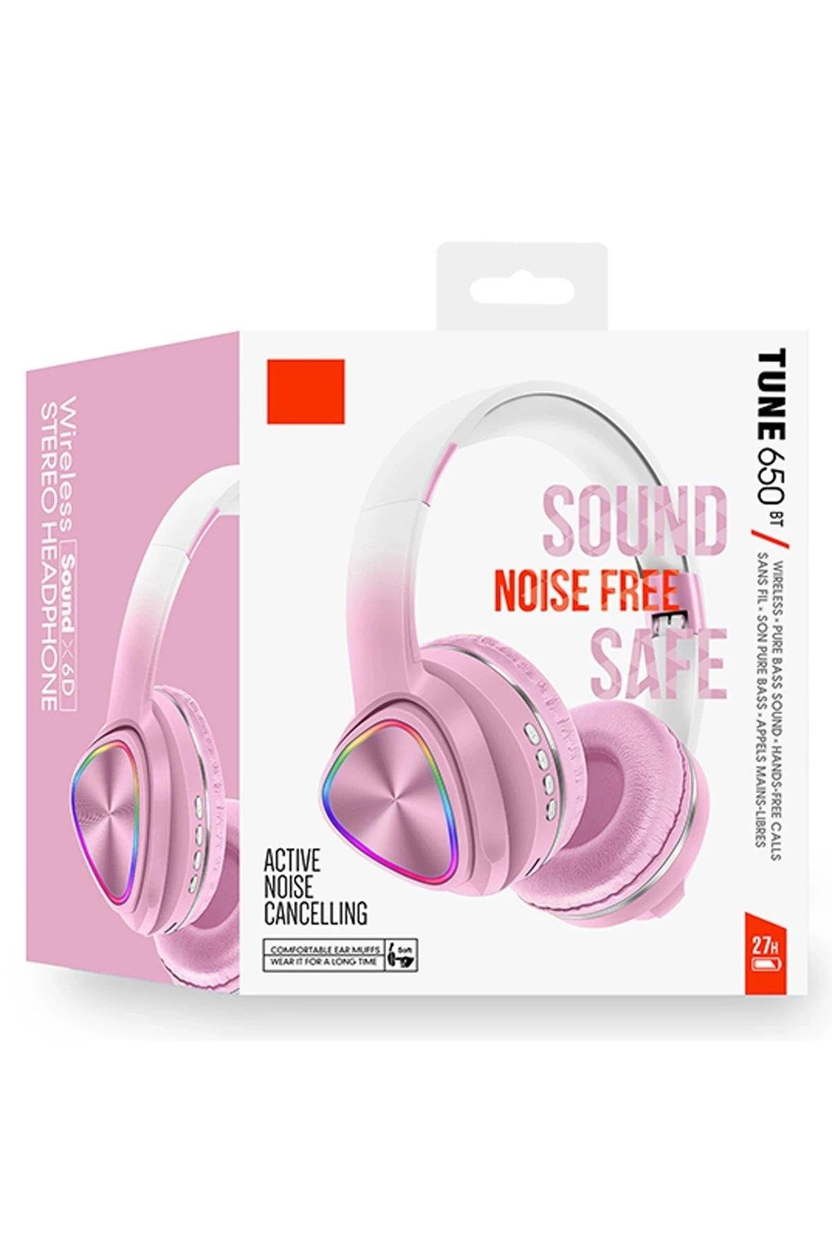 Karler Bass Tune 650 BT RGB Kablosuz Kafaüstü Kulaklık - Pembe