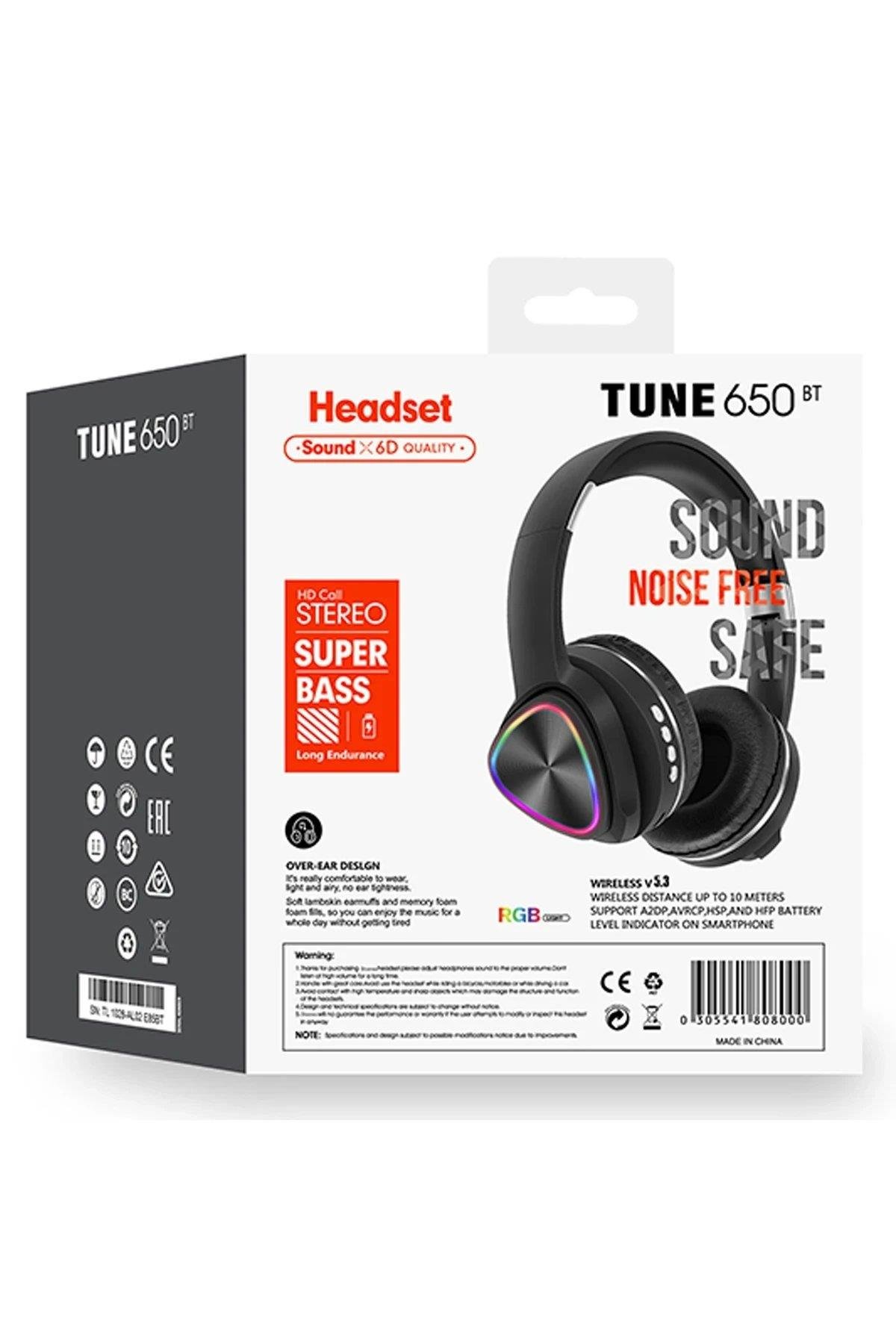 Karler Bass Tune 650 BT RGB Kablosuz Kafaüstü Kulaklık - Siyah