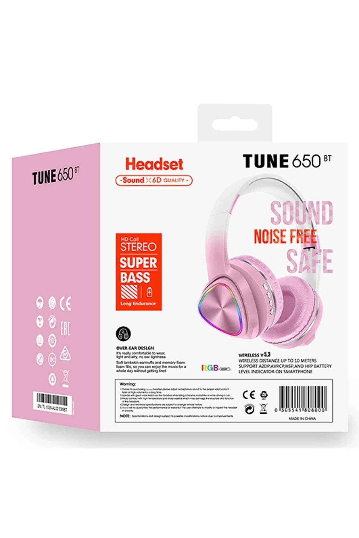 Karler Bass Tune 650 BT RGB Kablosuz Kafaüstü Kulaklık - Pembe