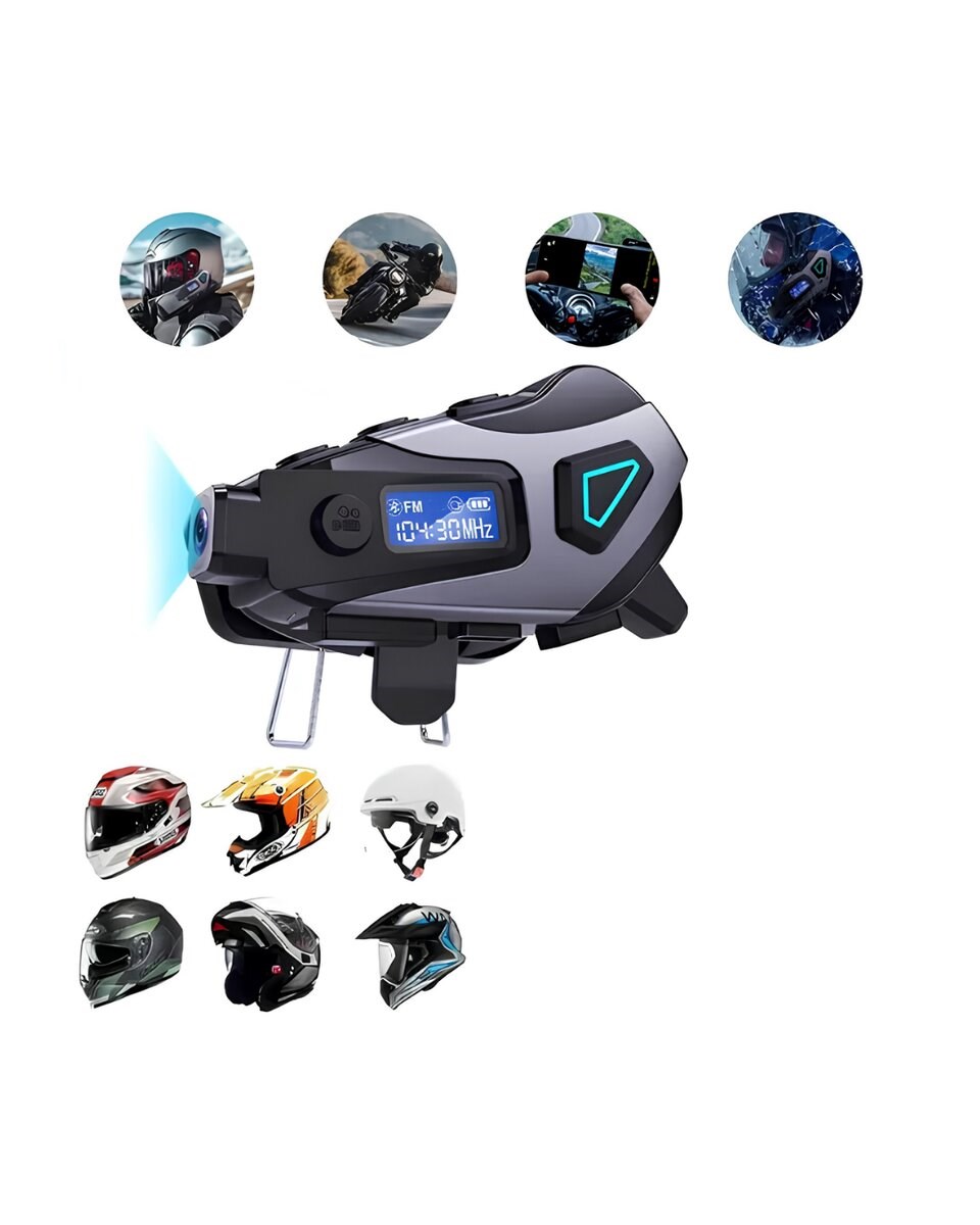 Kask İçi Bluetooth Kulaklık Kamera ve Fener Özellikli Su Geçirmez Dayanıklı Tasarım