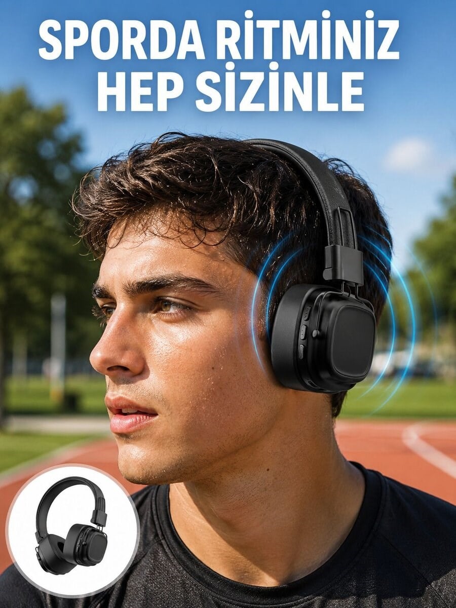 Katlanabilir Tasarımlı Taşınabilir Kablosuz Müzik Kulaklığı Yeni Nesil