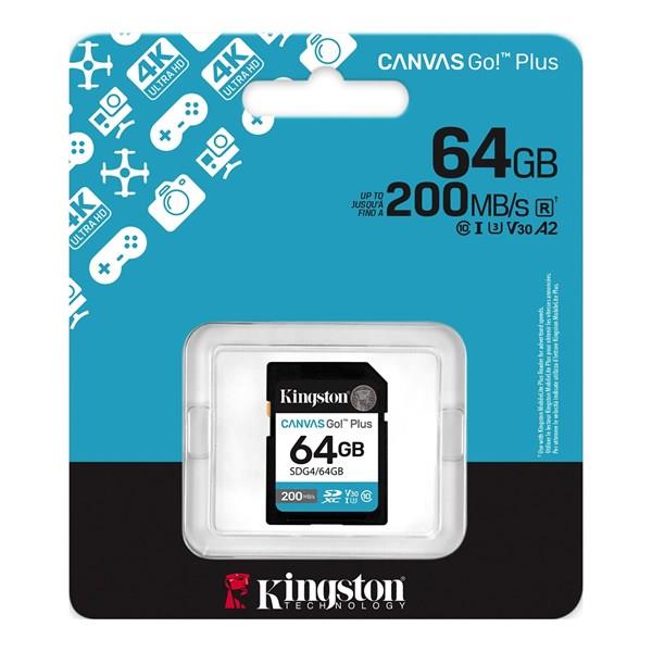 KINGSTON 64GB CANVAS GO+ SDG4/64GB SDHC HAFIZA KARTI