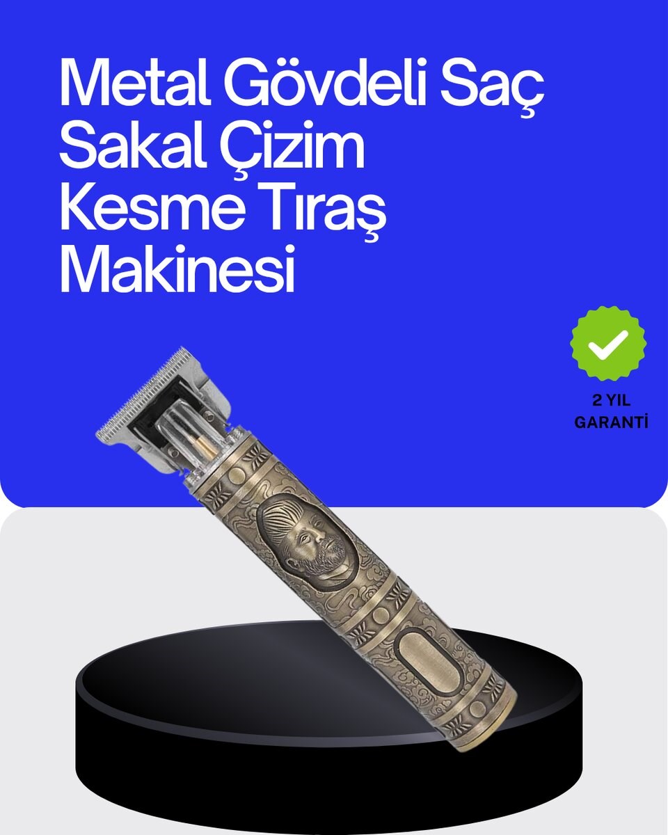 Kompakt Tasarımlı, Güçlü Motorlu Saç sakal Kesme Makinesi ve 4 Kılavuz Tarak