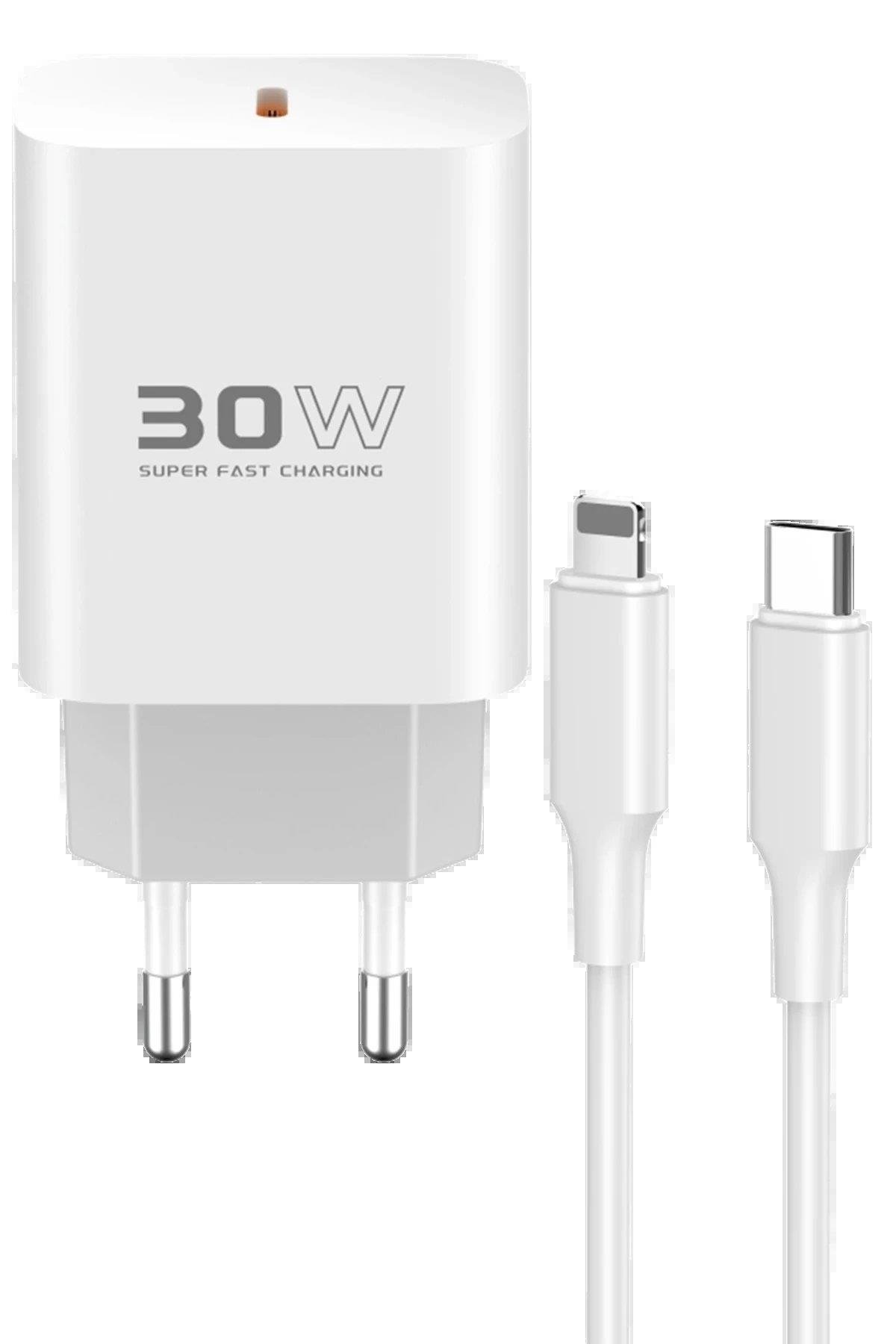 Konfulon C87C 30W Type-C Çıkışlı Ekstra DL50 1M Type-C to Lightning Kablolu PD Şarj Cihazı - Beyaz