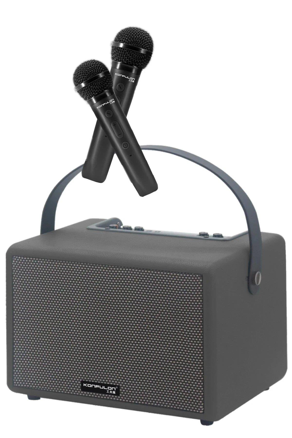 Konfulon F32 2x50W Sürücülü 2 Adet Mikrofonlu BT 5.2 Kablosuz Hoparlör - Turuncu