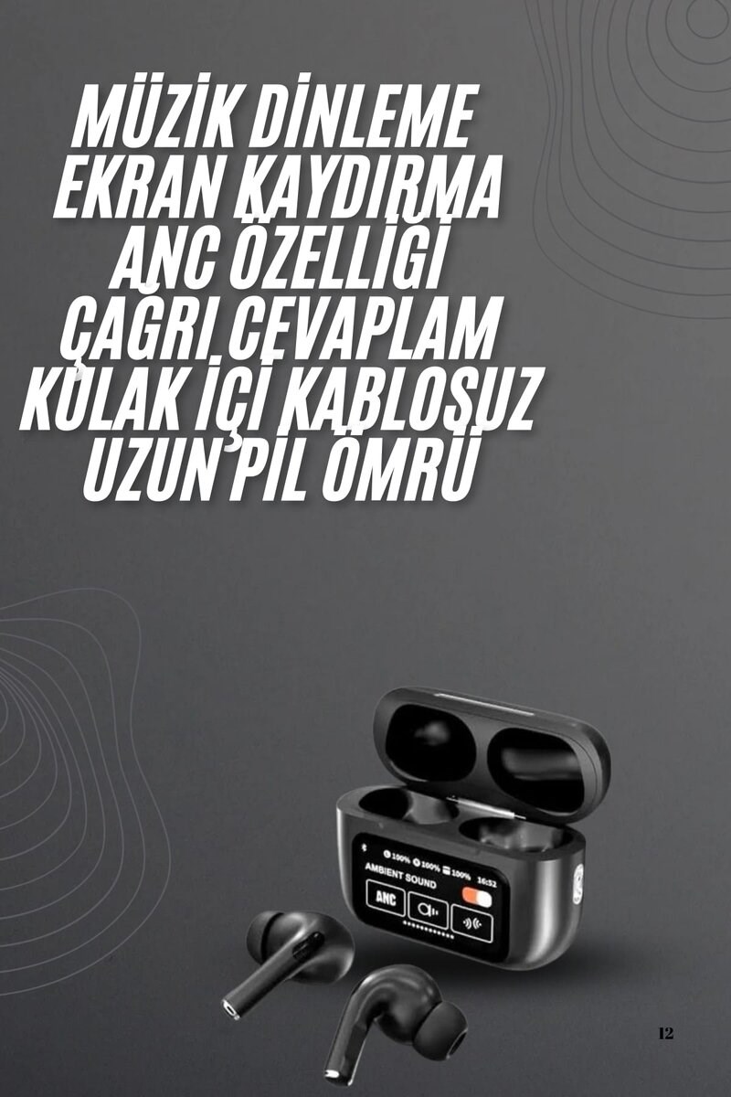 Kulak İçi Bluetooth Kulaklık Ekranlı Müzik Dinleme Çağrı Cevaplama Siyah Yeni Nesil